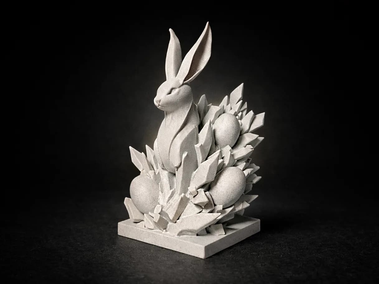 Estatueta Coelho de Páscoa com Cristais Impressão 3D