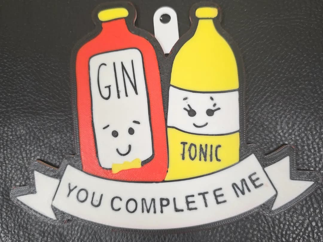 Chaveiro Gin e Tônica Casal Impressão 3D