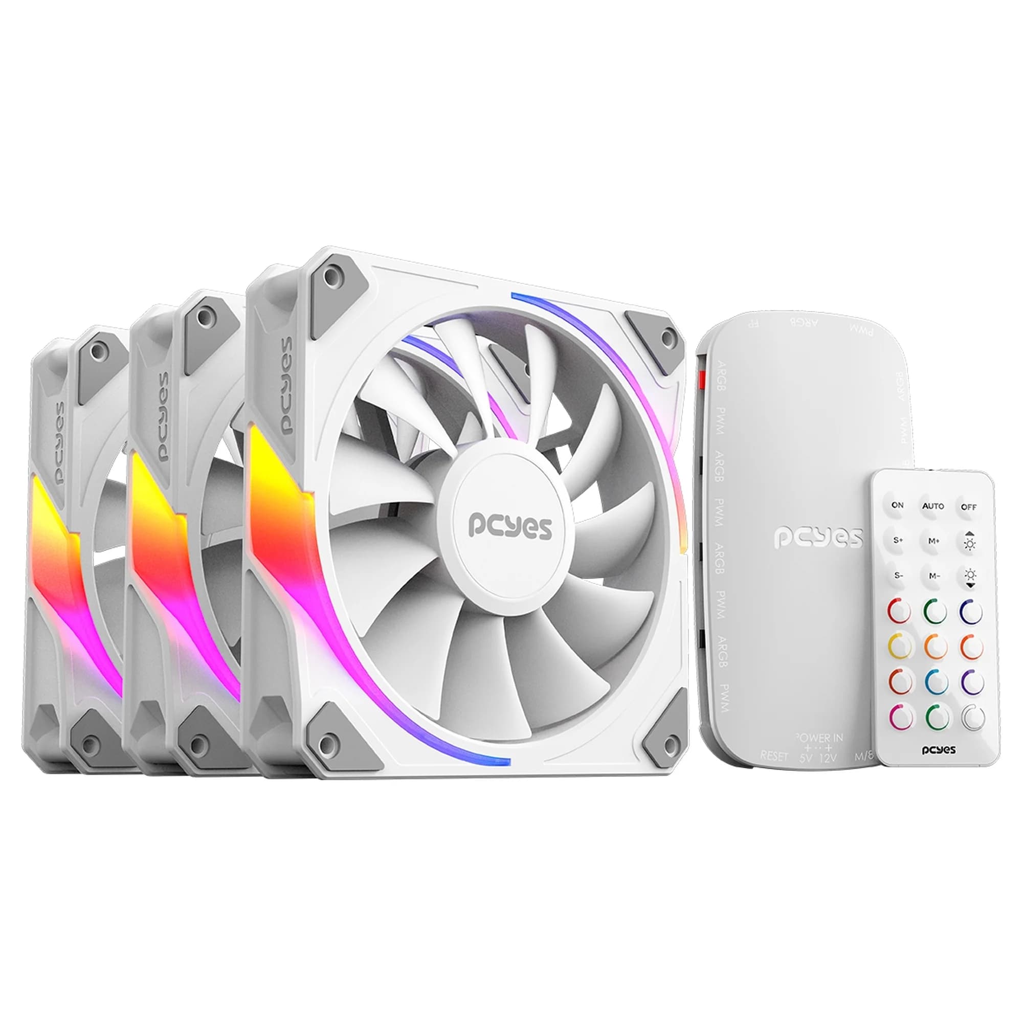 KIT FAN SANGUE FRIO 3 WHITE GHOST 3 FANS + CONTROLADORA K3ARGBSF3WGBR