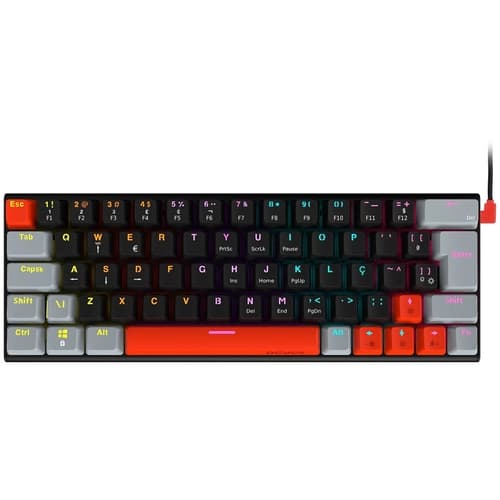 TECLADO GAMER MECANICO PCYES KUROMORI BLACK SWITCH RED - LED RAINBOW - PTKM60RD