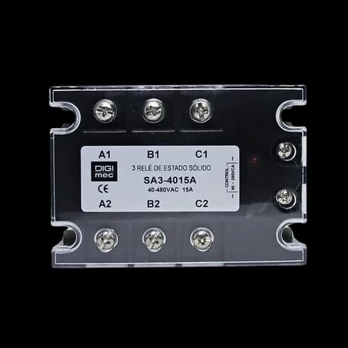 Rele de Estado Sólido Trifásico 15Amp. 480Vca 90-280Vca SA3-4015A Digimec