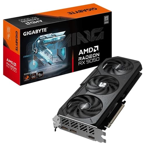 PLACA DE VIDEO AMD RADEON RX 9050 8GB GIGABYTE GAMING OC GDDR6 BLACK FSR, RAY TRACING, GV-R9050GAMING OC-8GD