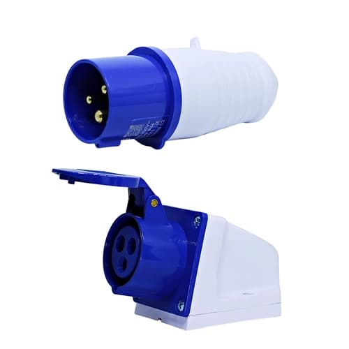 Conjunto Plugue + Tomada de Sobrepor 2P+T 16Amp. 220V Azul MGI-013/MGI-113