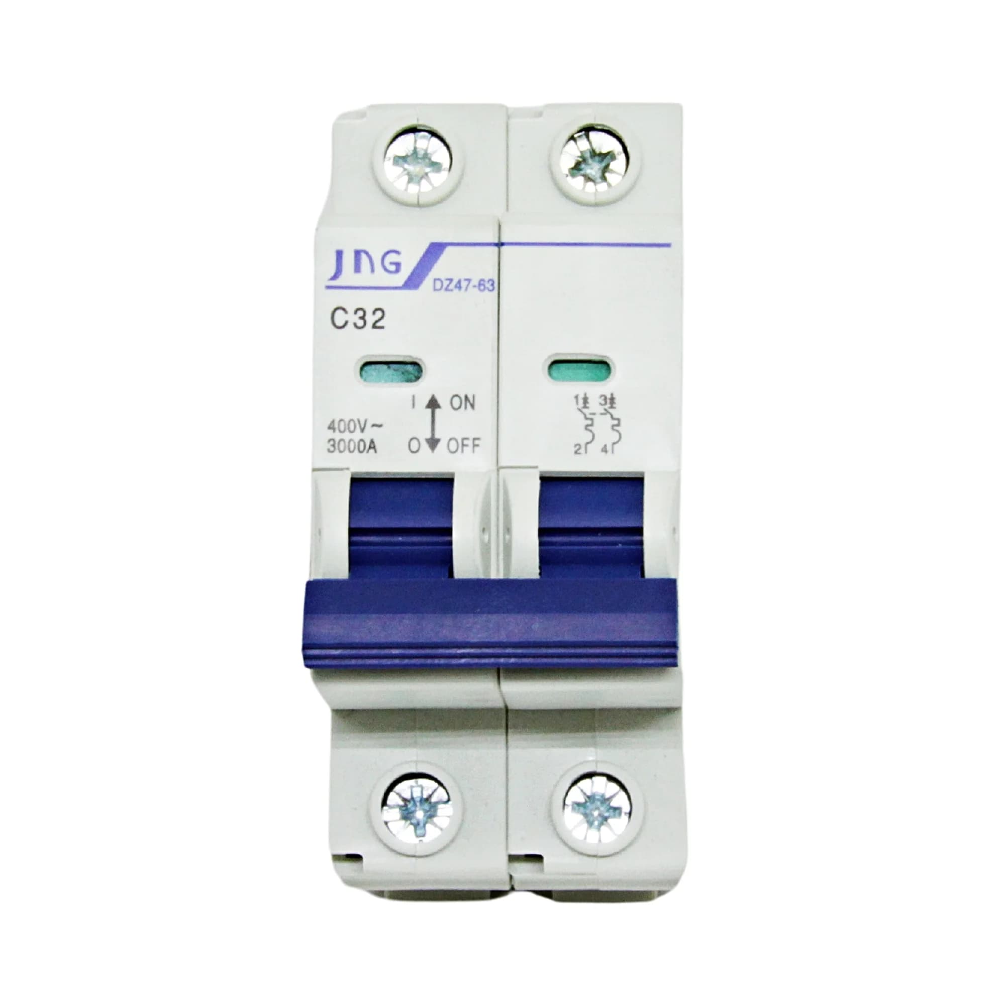 Mini disjuntor bipolar 32Amp., curva C, 3Ka., DZ4763 2P 32A