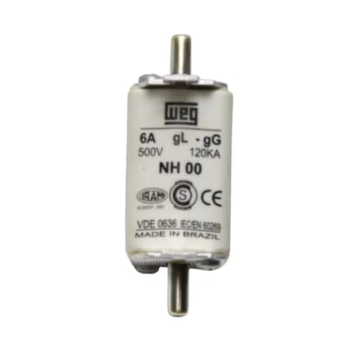 Fusível tipo NH, retardado, tamanho 00, FNH00-6 6AMP. WEG