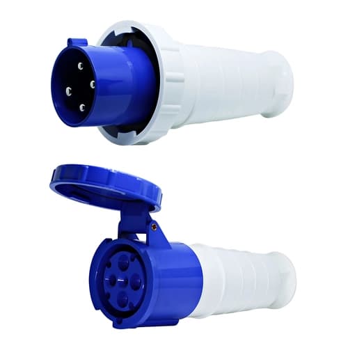 Conjunto Plugue + Acoplador 3P+T 63Amp. 220V Azul MGI-034-9/MGI-234-9