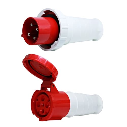 Conjunto Plugue + Acoplador 3P+T 63Amp. 380V Vermelho MGI-034/MGI-234
