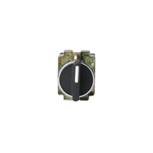 Comutador metálico manopla curta 22mm preto 3 posições fixas 2NA HB2-BD33