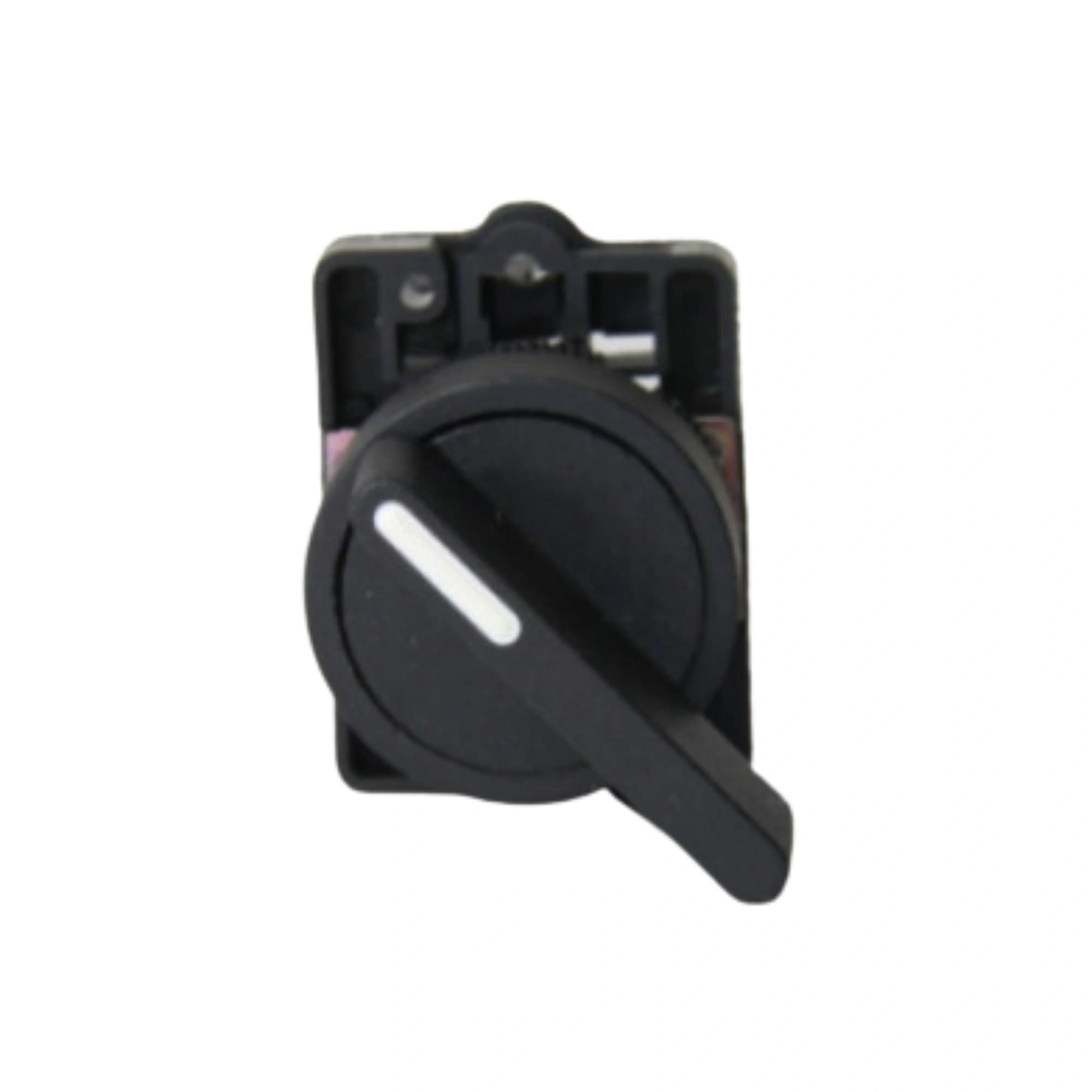 Comutador plástico manopla longa 22mm preto 2 posições com retorno esquerda 1NA HB2-EJ41