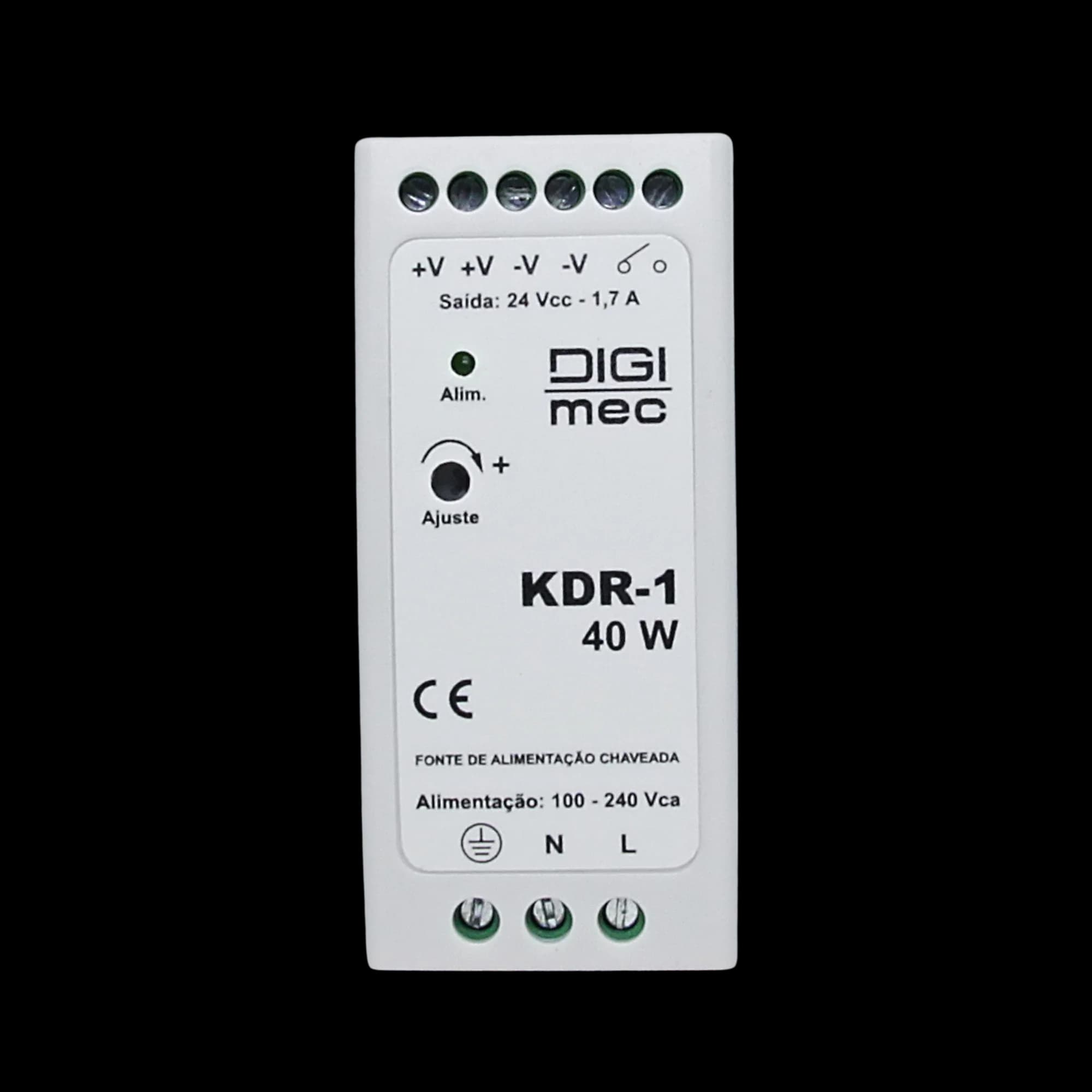 Fonte Chaveada 40W 1,7Amp. 100-240Vca Saída 24Vcc KDR-1 Digimec