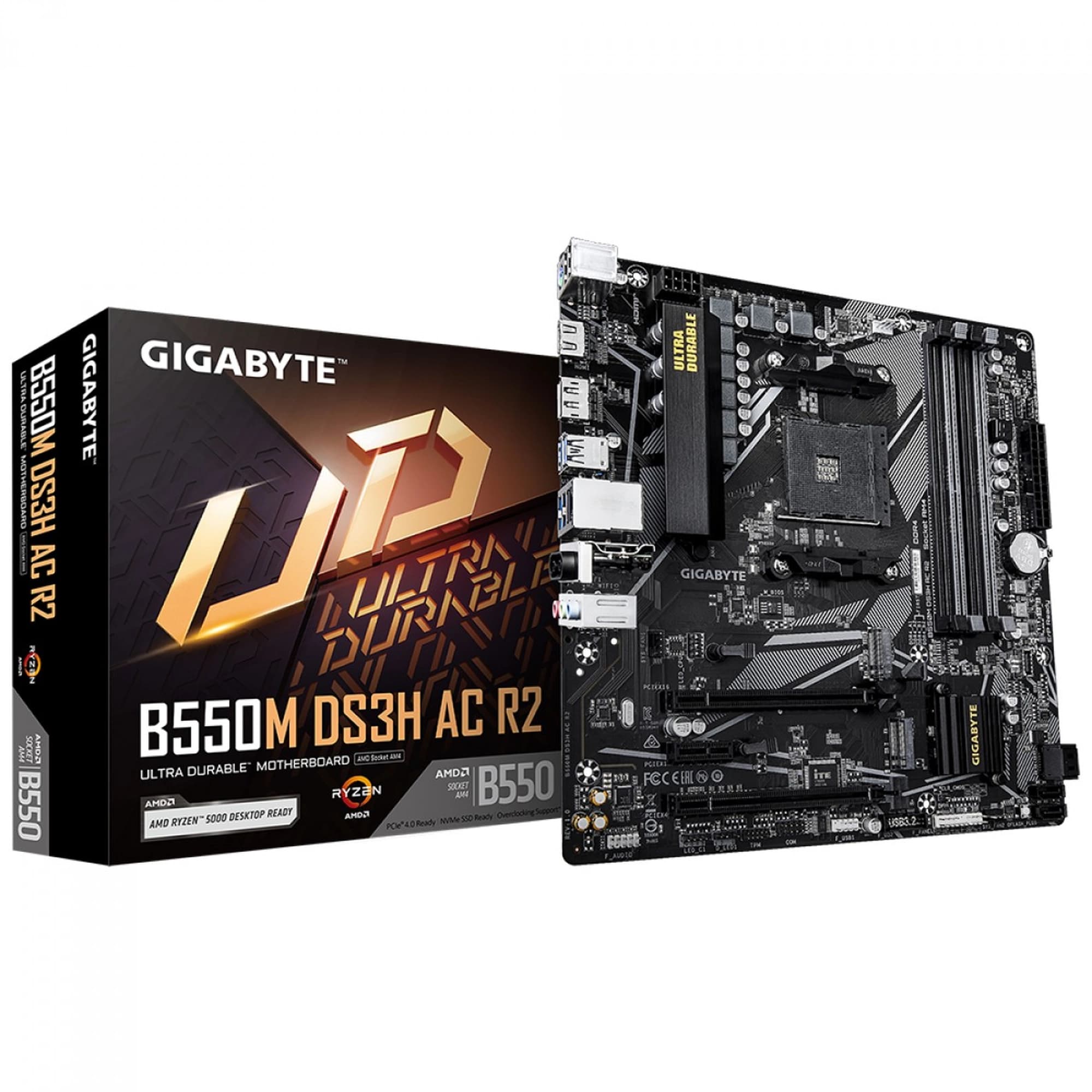 PLACA MAE GIGABYTE B550M DS3H AC R2, WI FI, 4X, AM4 CHIPSET B550, MICRO ATX, DDR4