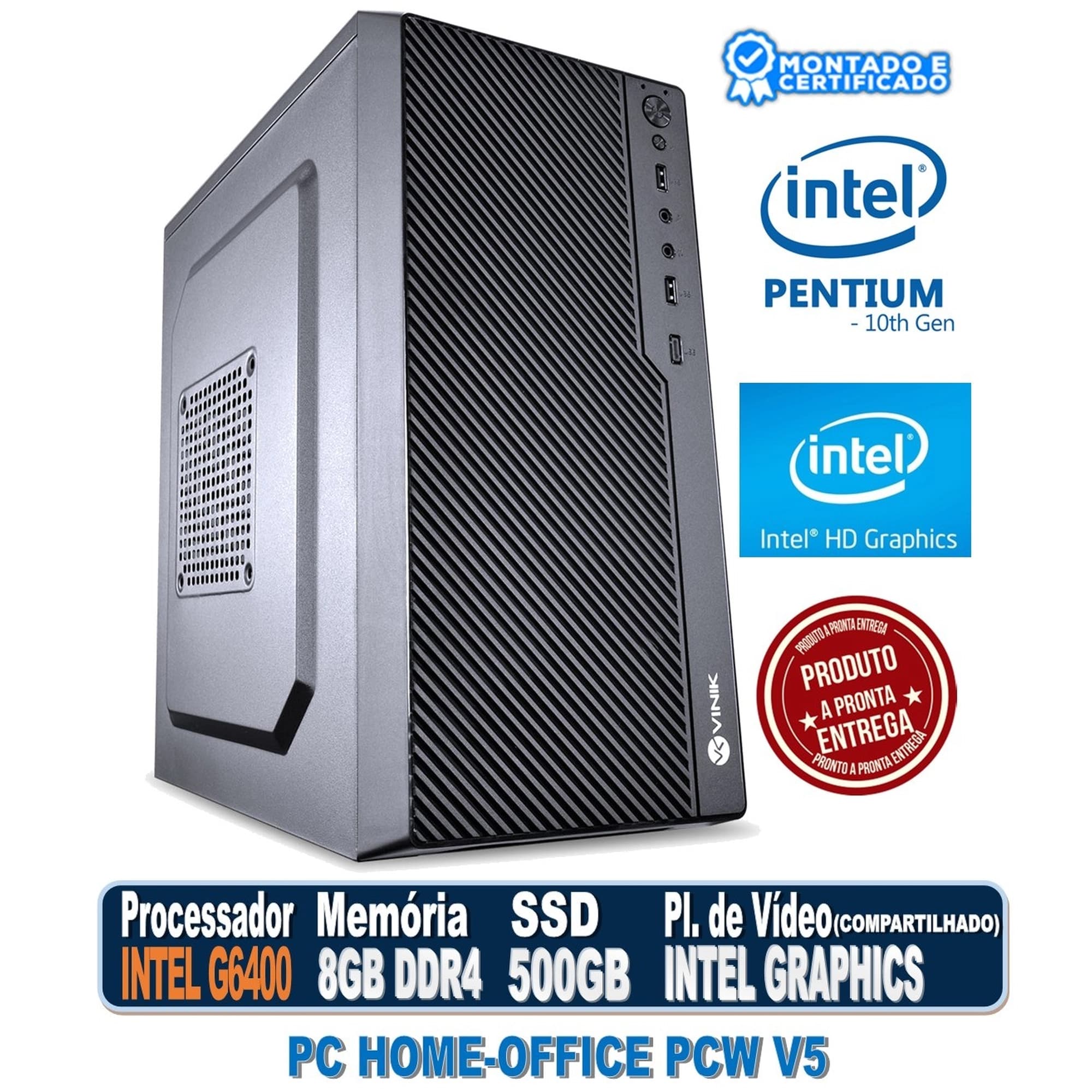PC HOME OFFICE PCW V5 INTEL PENTIUM GOLD G6400, 8GB DDR4, SSD 480GB