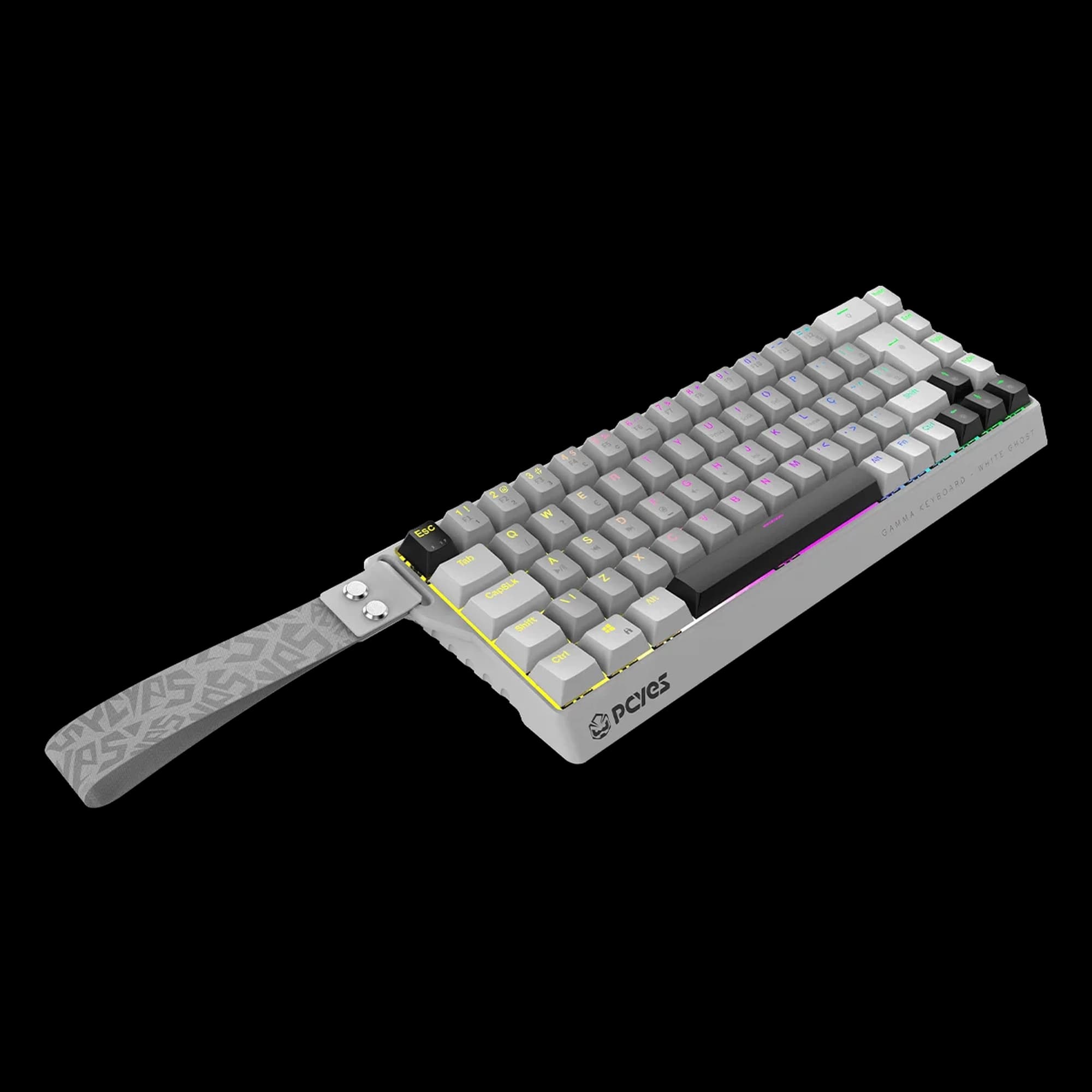 TECLADO GAMER MAGNETICO PCYES GAMMA WHITE GHOST, 800HZ USB RAPID TRIGGER 0,01 - LED RGB - PMGMWV