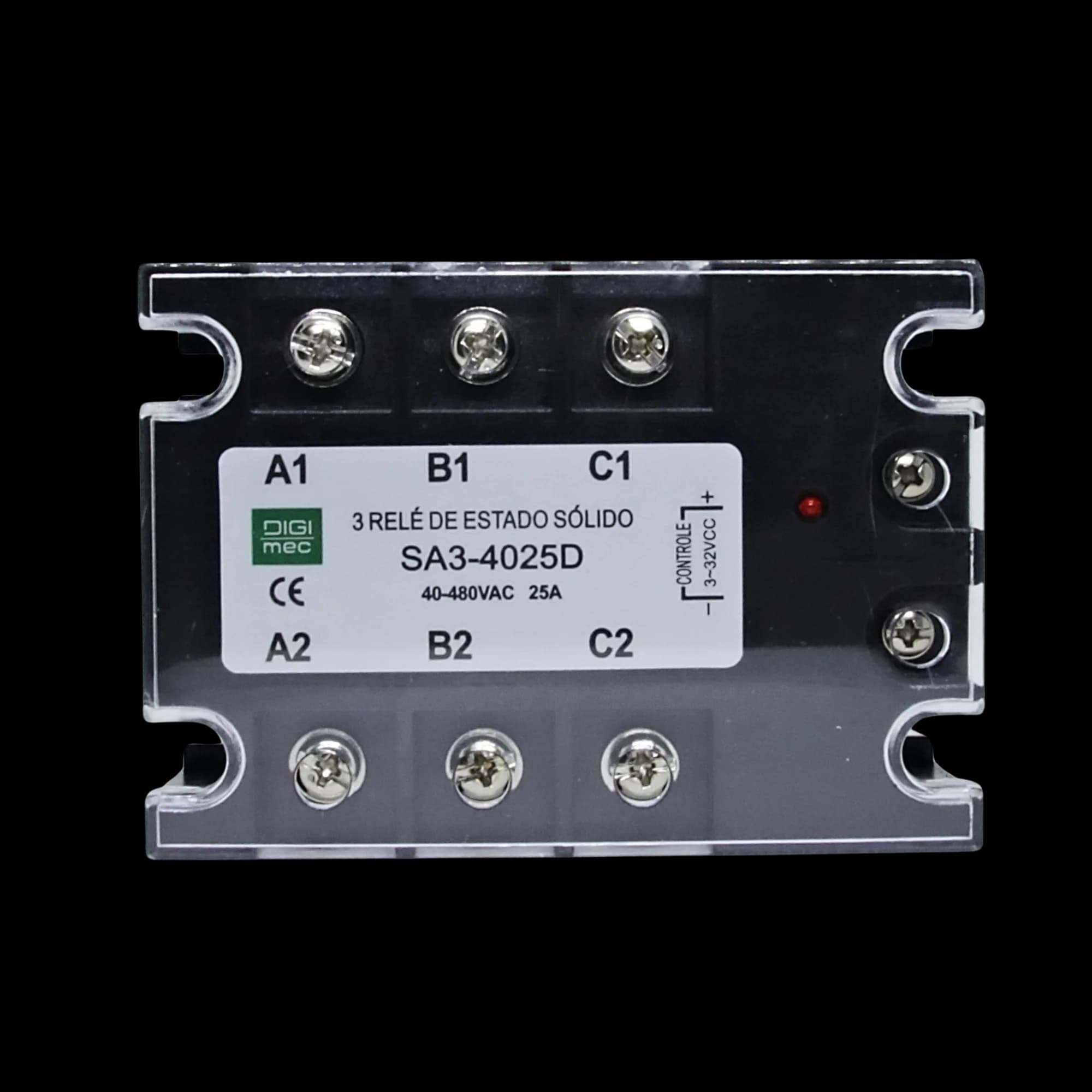 Rele de Estado Sólido Trifásico 25Amp. 480Vca 3-32Vcc SA3-4025D Digimec