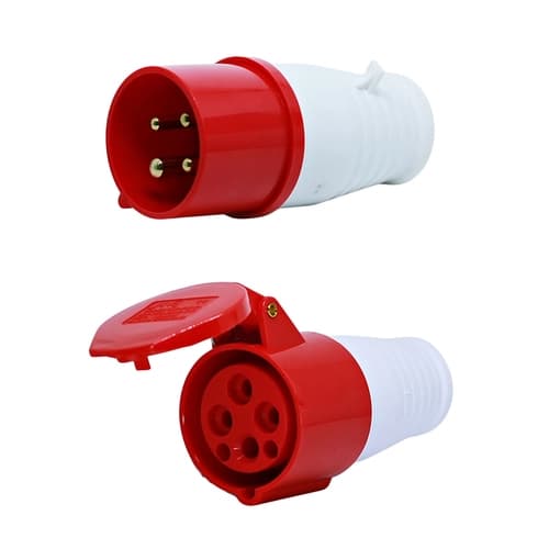 Conjunto Plugue + Acoplador 3P+T 16Amp. 380V Vermelho MGI-014/MGI-214