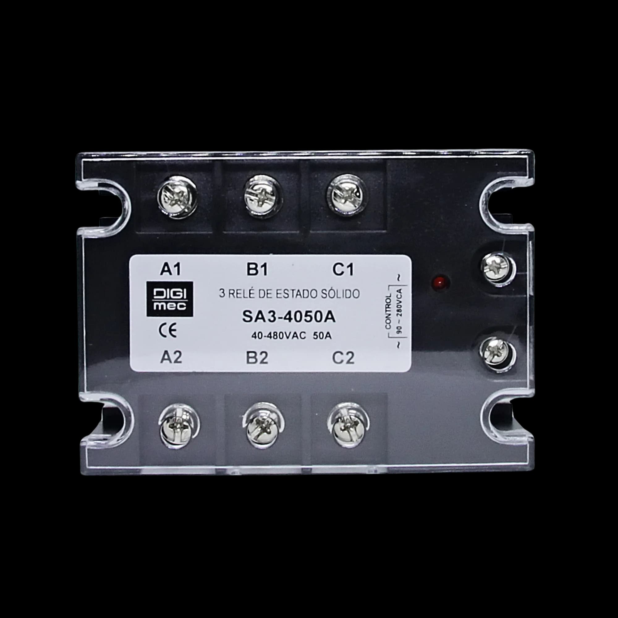 Rele de Estado Sólido Trifásico 50Amp. 480Vca 90-280Vca SA3-4050A Digimec