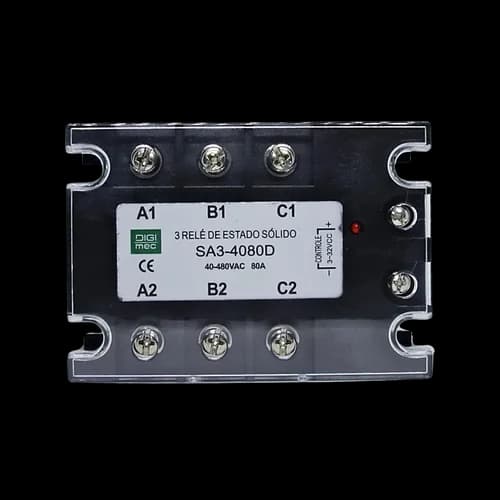 Rele de Estado Sólido Trifásico 80Amp. 480Vca 3-32Vcc SA3-4080D Digimec