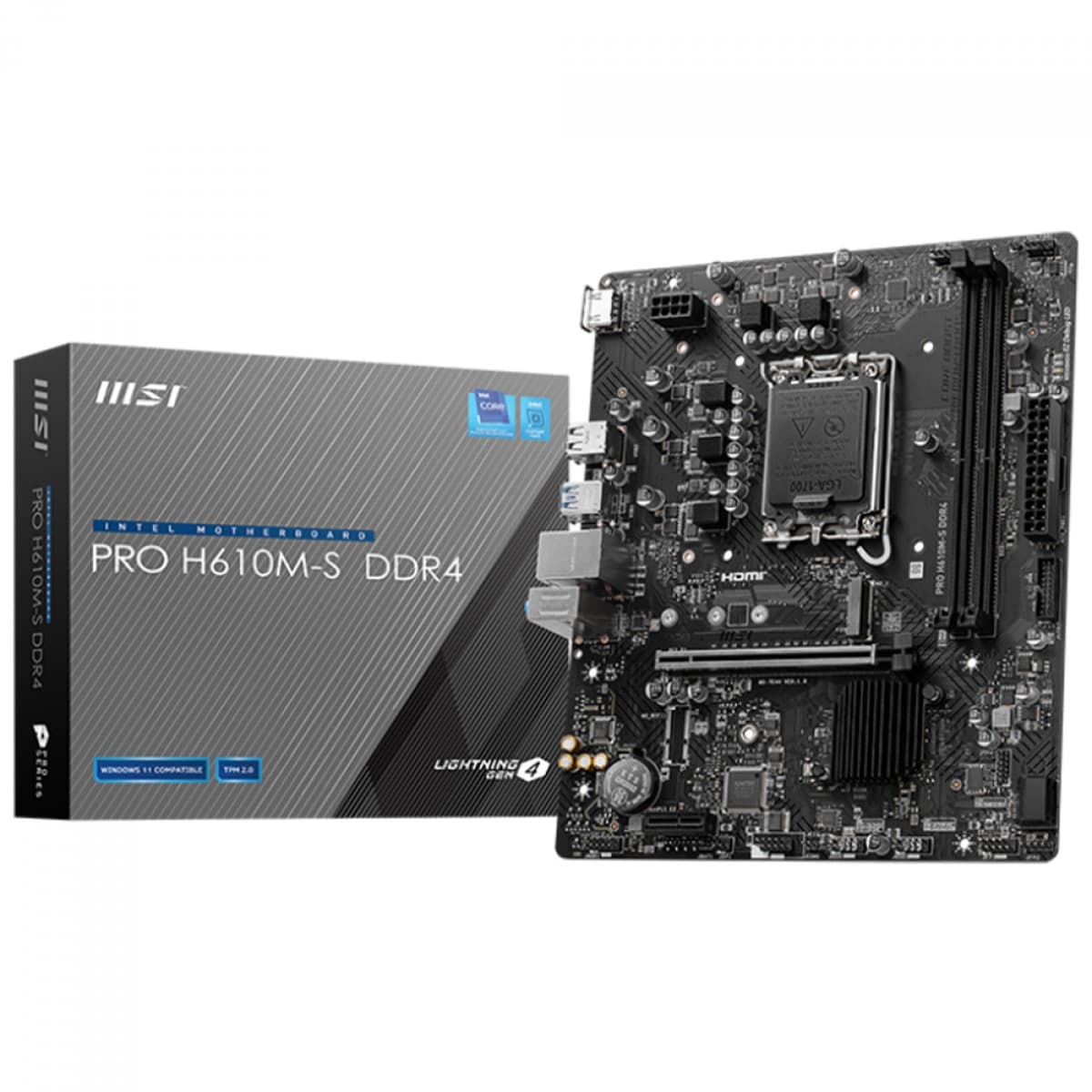 PLACA MAE MSI PRO H610M-S, CHIPSET H610, INTEL LGA 1700, MATX, DDR4